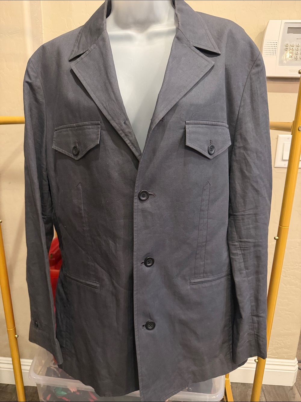 Kenneth Cole Men's Gray Military-Style Field Jacket